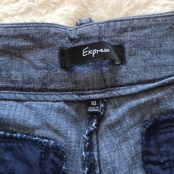 Express Blue Linen/Cotton Midi Shorts - Size 10 - Picture 3 of 6